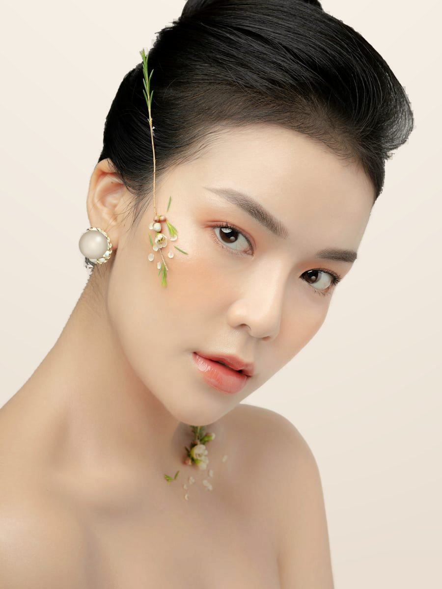 Model with a warm, glowing complexion
